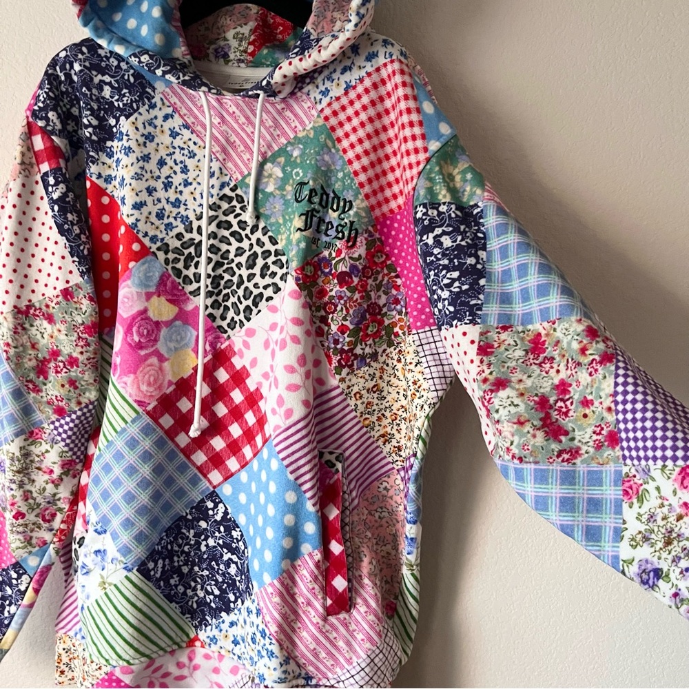 Teddy fresh patchwork 100% cotton hoodie - Picture 16 of 16